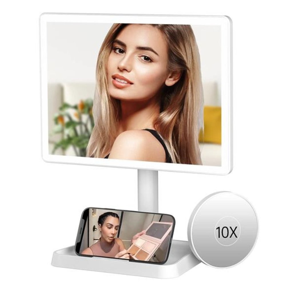 Rechargeable Makeup Mirror with Lights, 96 LED Lighted Makeup Vanity Mirror